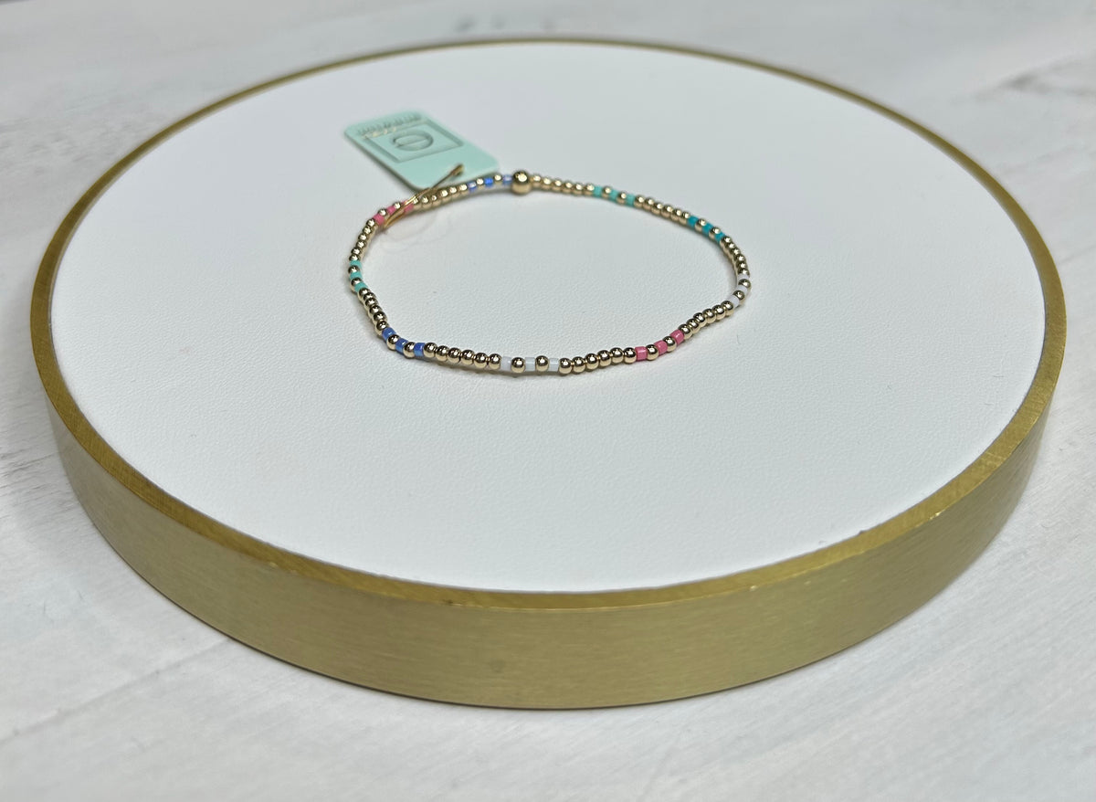Hope Joy Pattern 2mm Bead Bracelet - Blue Metallic main image 0