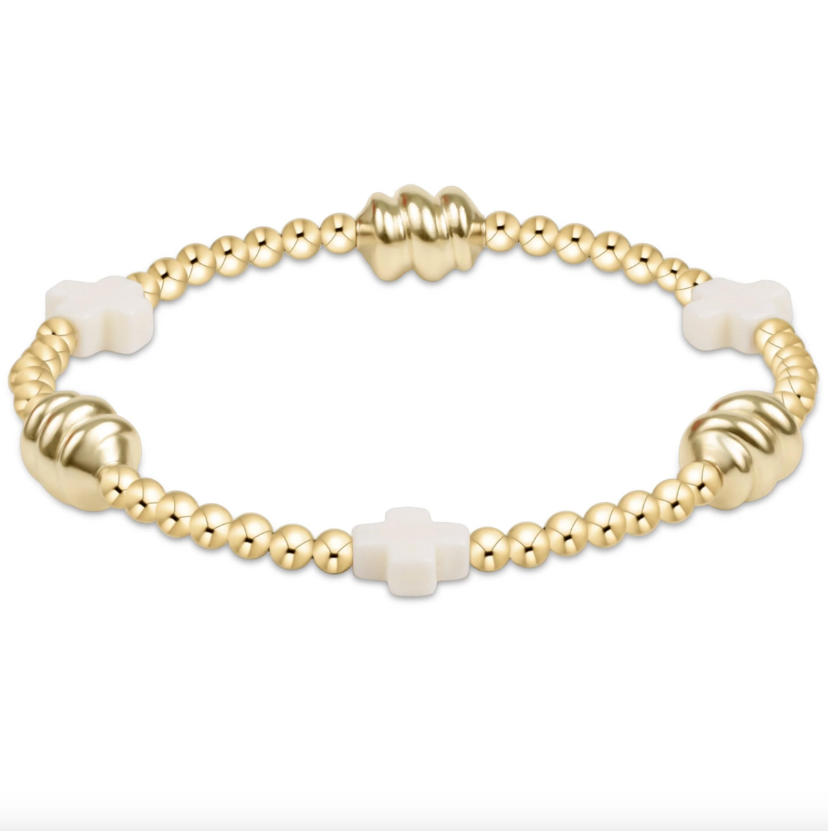 enewton Signature Cross Off-White & Admire Gold 3mm Gold Bracelet main image 0