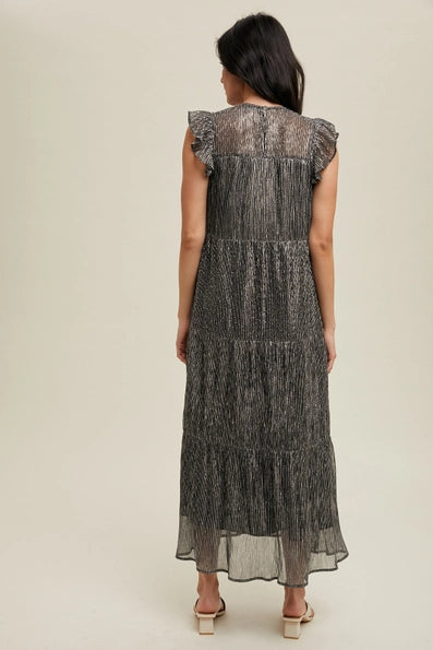Tiered Lurex Pleated Maxi Dress – Nini's Treasures