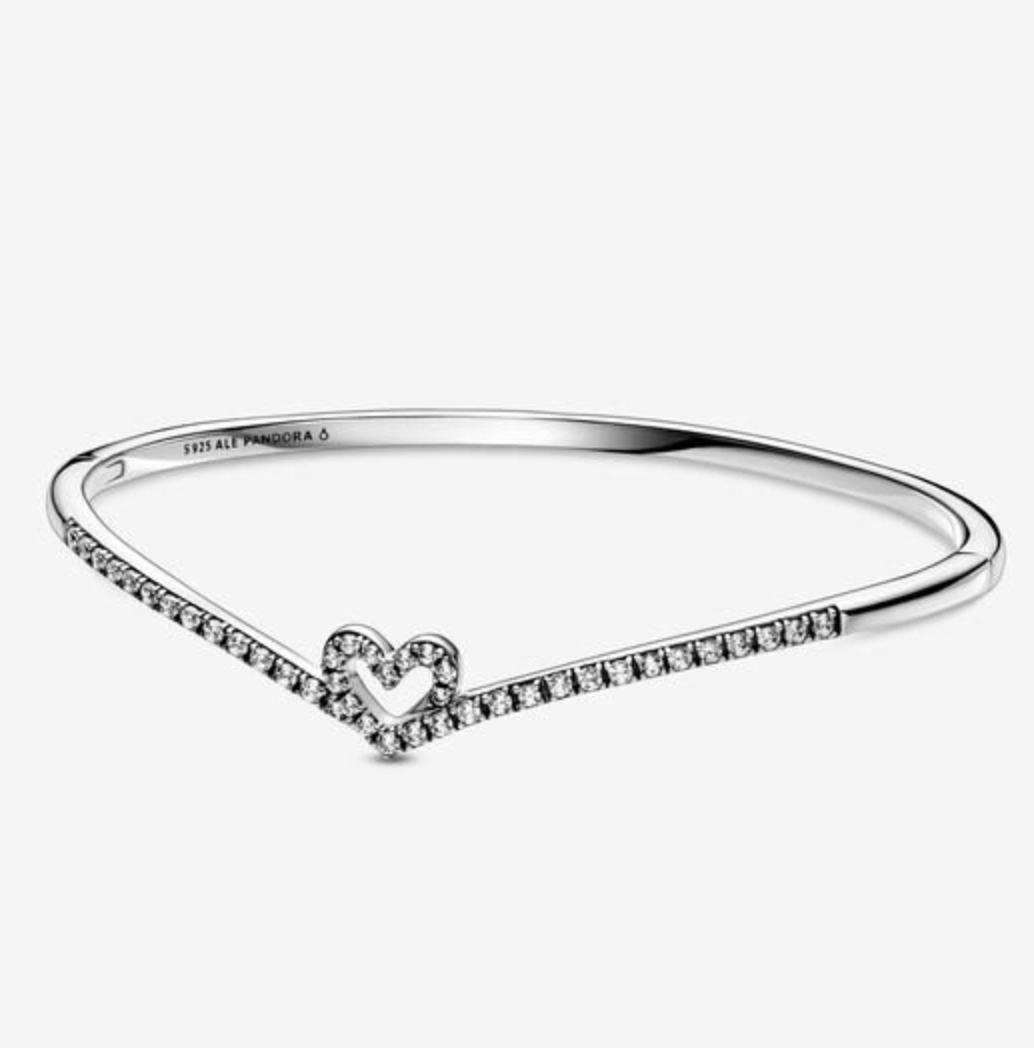 PANDORA Shining Wish Bangle Bracelet 925 Sterling Silver， Size 