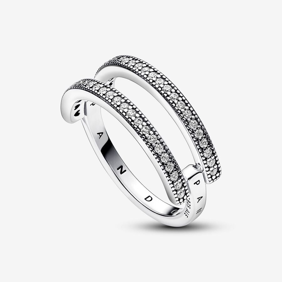 Pandora Signature Logo & Pavé Double Band Ring – Nini's