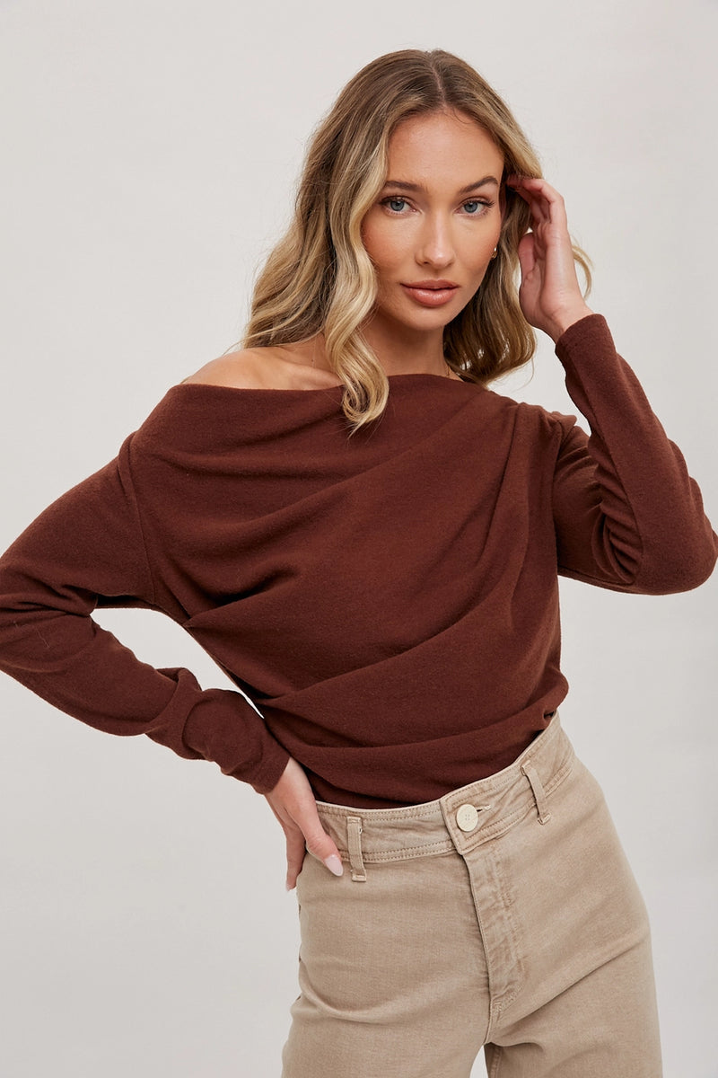 One Off Shoulder Knit Top | Hazelnut – Nini's Treasures