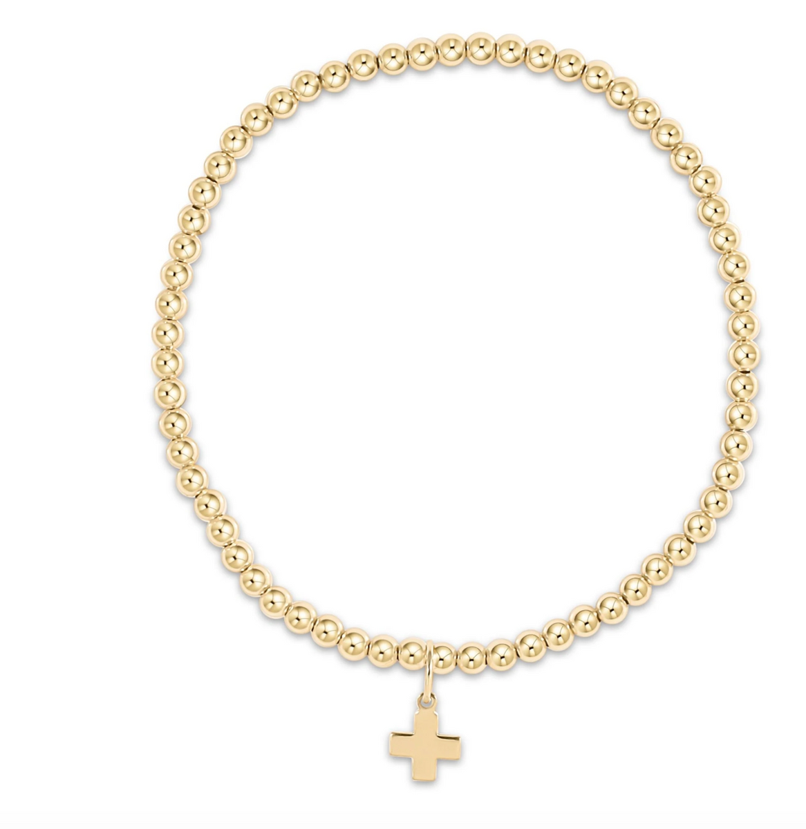 egirl Classic Gold 3mm Bead Bracelet - Signature Cross Gold Charm ...