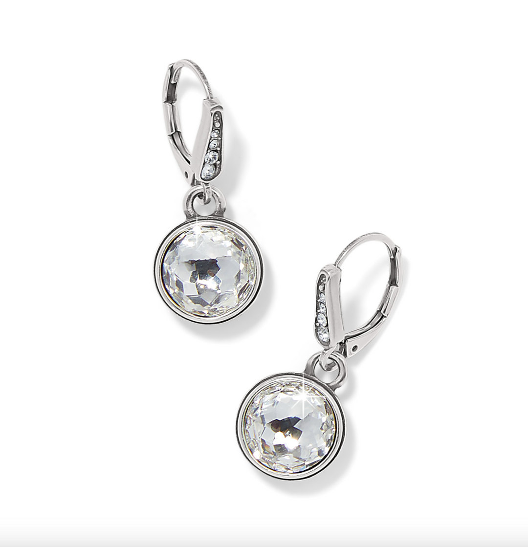 Brighton pebble gun metal Silver with Pavé high quality Crystal inset link dangle earrings