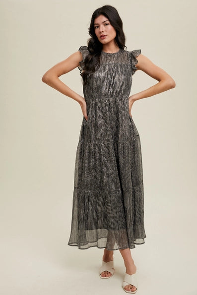 lurex pleated dress Athens Maxi Pleated Lurex Satin Dress In Gold Roserry.com