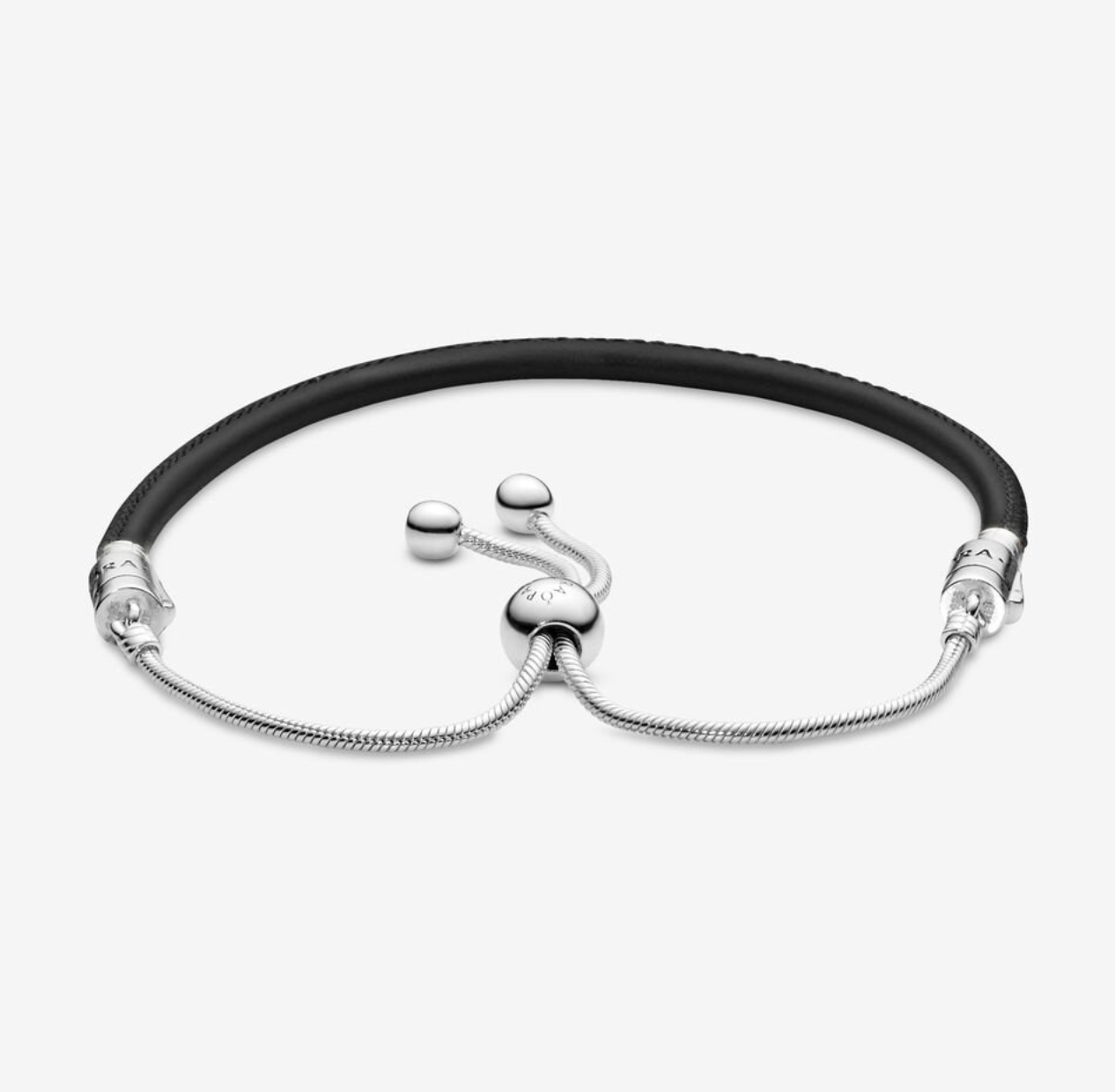 Pandora sliding black leather 2025 bracelet