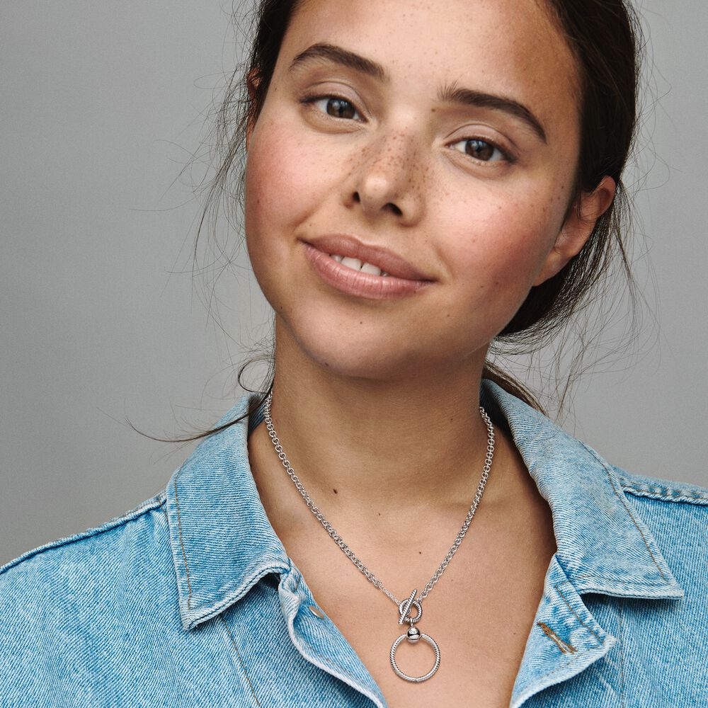 PANDORA Moments O Pendant T-bar ネックレス Pandora Family Always Encircled O Pendant T-bar Necklace Set