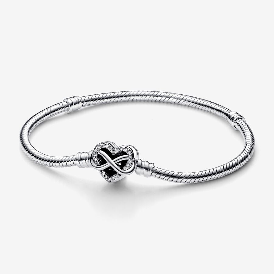PANDORE ブレスレット Pandora Moments Sparkling Infinity Heart Clasp Snake Chain